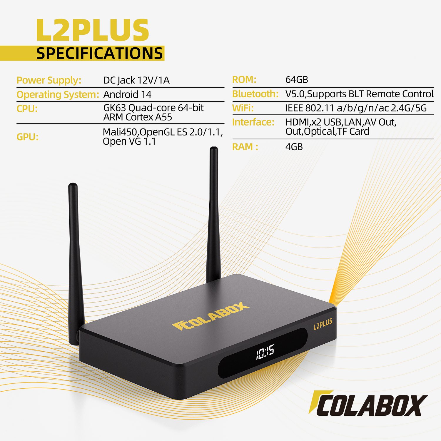 ColaBox L2 Plus specifications overview